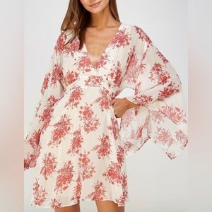 Aakaa NWT Kimono Sleeve Print Mini Dress Sz Large